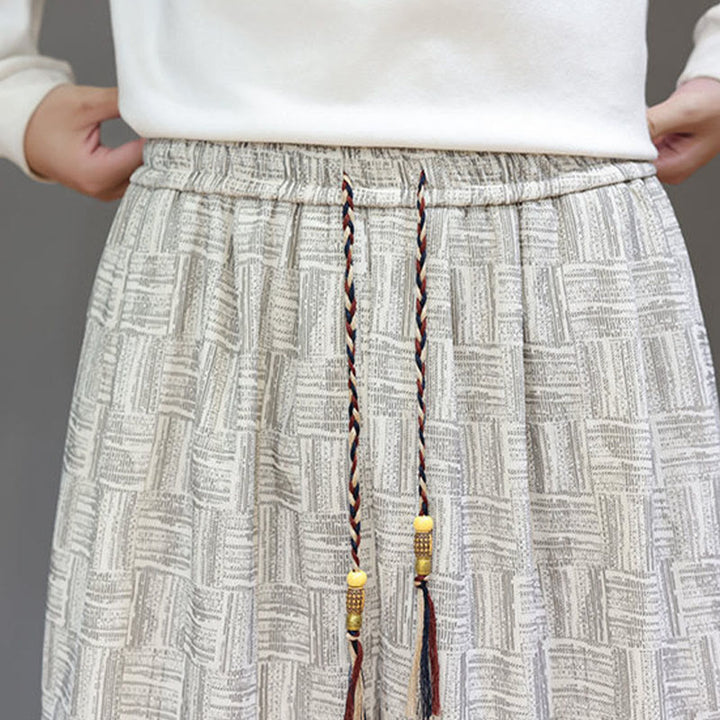 Pantalon harem pour homme en velours côtelé de coton à motif jacquard à carreaux Buddha Stones Fall avec poches - image 19