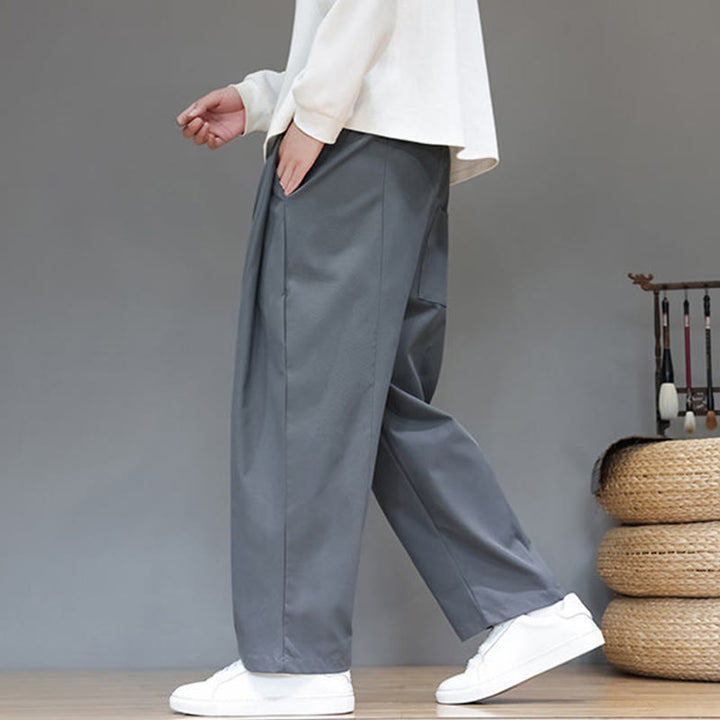 Pantalon harem pour homme, coupe droite, couleur unie, motif Buddha Stones , avec poches - image 2