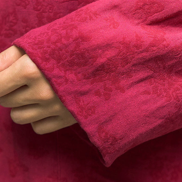 Chemise et pantalon pour femme en jacquard de coton à manches longues et poches, ornés de boutons grenouille et de Buddha Stones - image 12