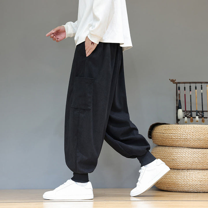 Pantalon en coton pour homme, longueur cheville, couleur unie, motif Buddha Stones , avec poches - image 26