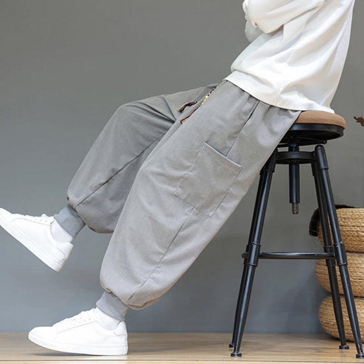 Pantalon en coton pour homme, longueur cheville, couleur unie, motif Buddha Stones , avec poches - image 15