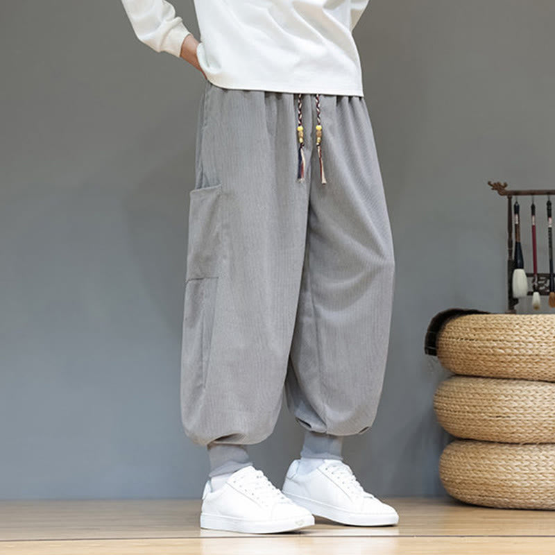 Pantalon en coton pour homme, longueur cheville, couleur unie, motif Buddha Stones , avec poches - image 13