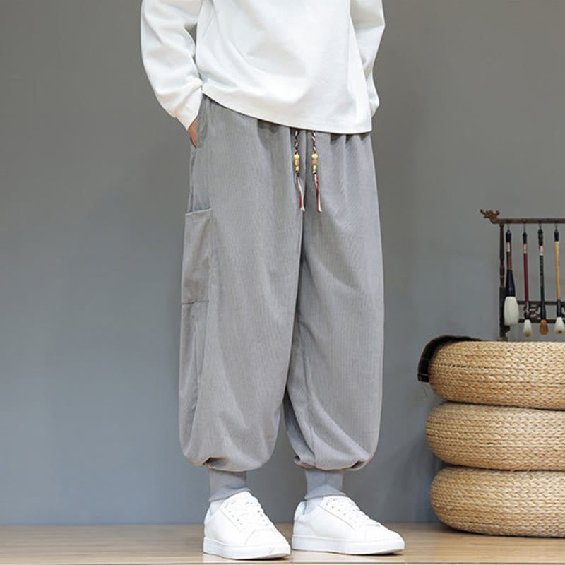 Pantalon en coton pour homme, longueur cheville, couleur unie, motif Buddha Stones , avec poches - image 12