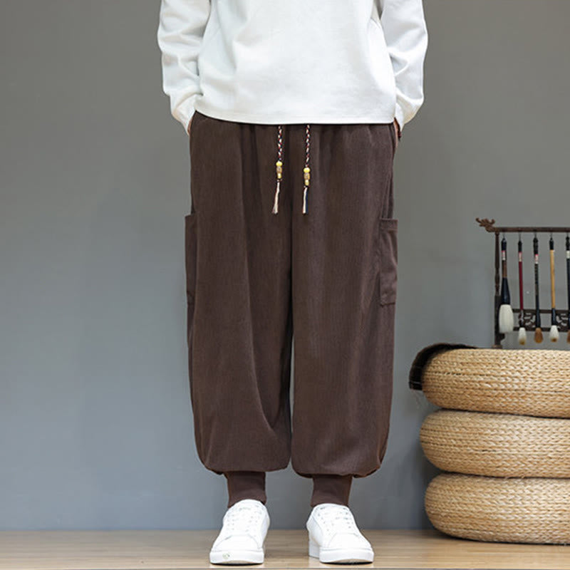 Pantalon en coton pour homme, longueur cheville, couleur unie, motif Buddha Stones , avec poches - image 34