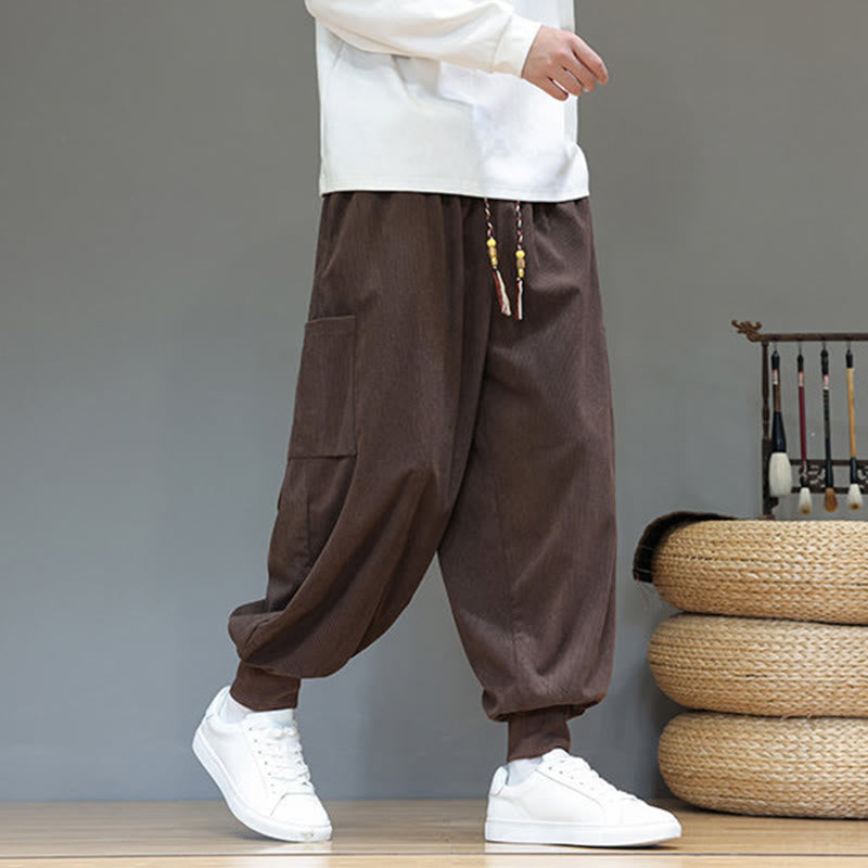 Pantalon en coton pour homme, longueur cheville, couleur unie, motif Buddha Stones , avec poches - image 35