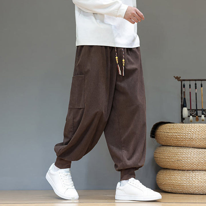 Pantalon en coton pour homme, longueur cheville, couleur unie, motif Buddha Stones , avec poches - image 35