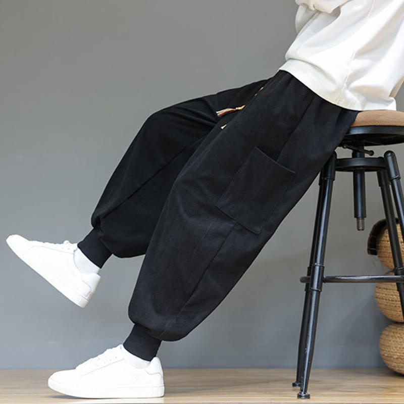 Pantalon en coton pour homme, longueur cheville, couleur unie, motif Buddha Stones , avec poches - image 28