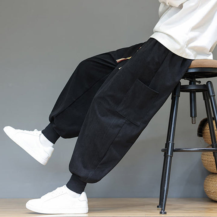 Pantalon en coton pour homme, longueur cheville, couleur unie, motif Buddha Stones , avec poches - image 28