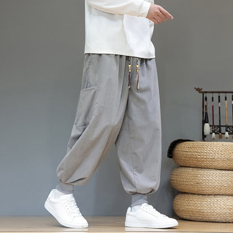 Pantalon en coton pour homme, longueur cheville, couleur unie, motif Buddha Stones , avec poches - image 9