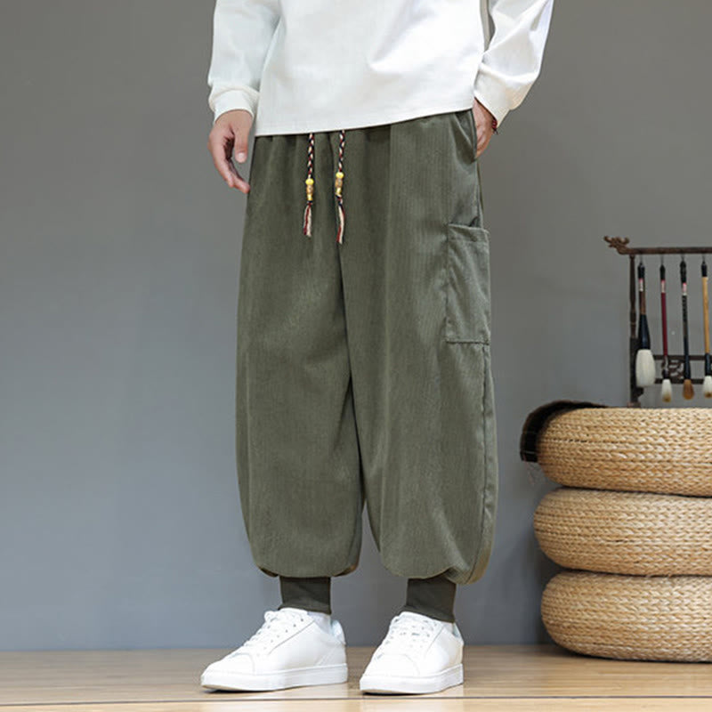 Pantalon en coton pour homme, longueur cheville, couleur unie, motif Buddha Stones , avec poches - image 3