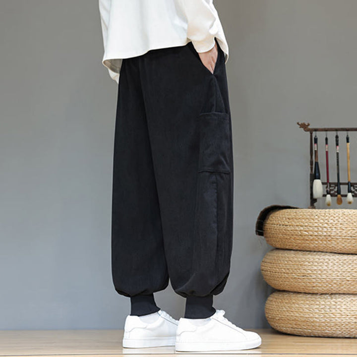 Pantalon en coton pour homme, longueur cheville, couleur unie, motif Buddha Stones , avec poches - image 27