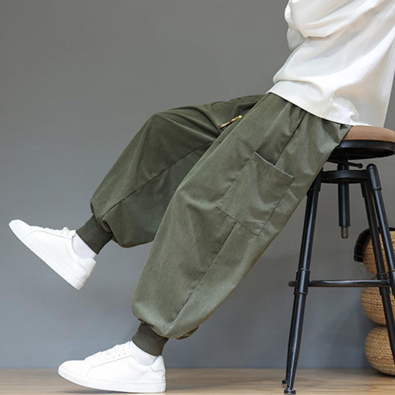 Pantalon en coton pour homme, longueur cheville, couleur unie, motif Buddha Stones , avec poches - image 7