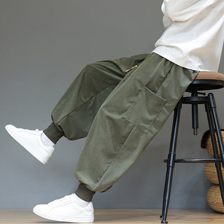 Pantalon en coton pour homme, longueur cheville, couleur unie, motif Buddha Stones , avec poches - image 7