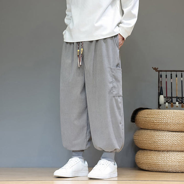 Pantalon en coton pour homme, longueur cheville, couleur unie, motif Buddha Stones , avec poches - image 10