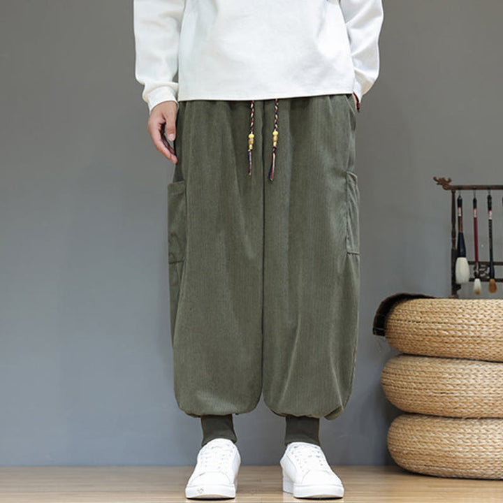 Pantalon en coton pour homme, longueur cheville, couleur unie, motif Buddha Stones , avec poches - image 5