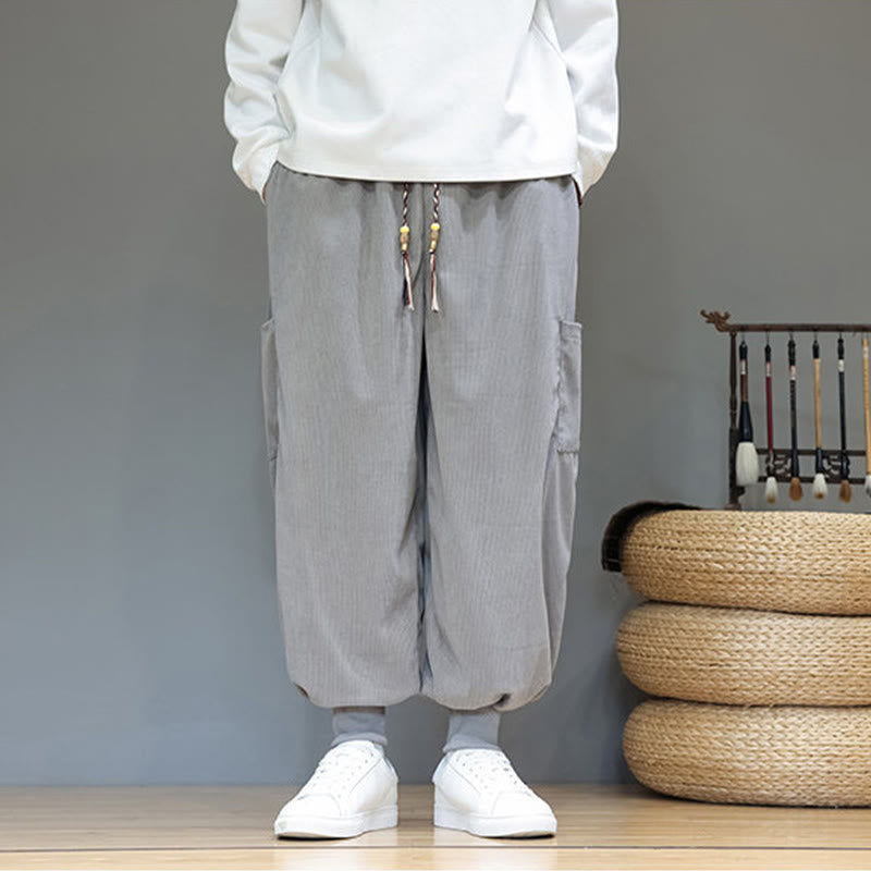 Pantalon en coton pour homme, longueur cheville, couleur unie, motif Buddha Stones , avec poches - image 11