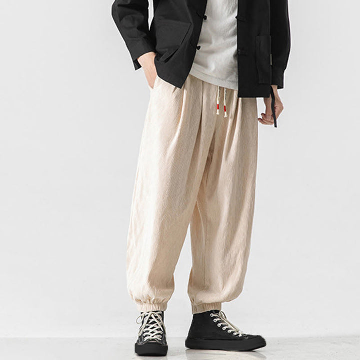 Pantalon en coton pour homme avec poches, motif Buddha Stones , ourlet élastique à cordon de serrage - image 24