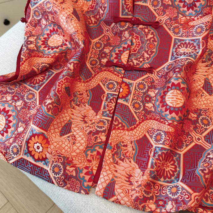 Gilet/chemise pour femme à motif jacquard de bambou, boutons grenouille et Buddha Stones - image 5