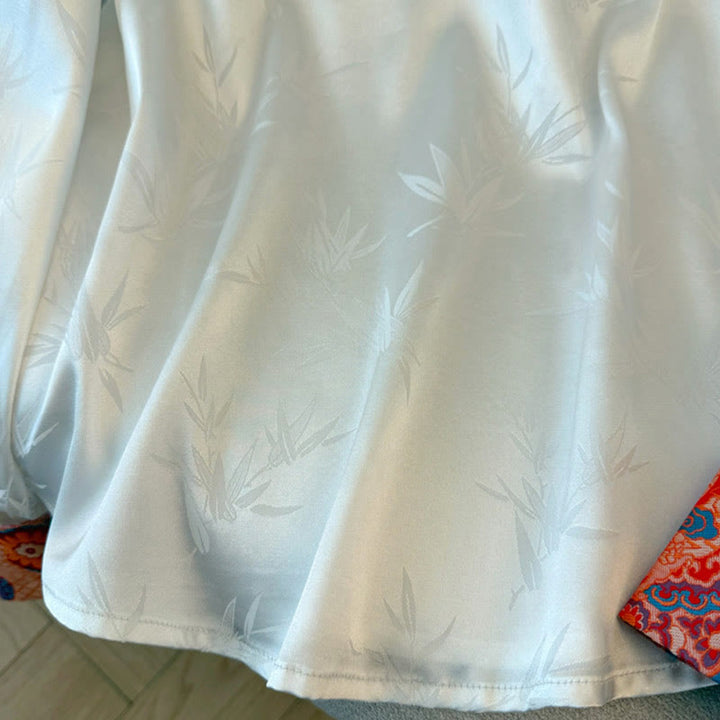 Gilet/chemise pour femme à motif jacquard de bambou, boutons grenouille et Buddha Stones - image 11