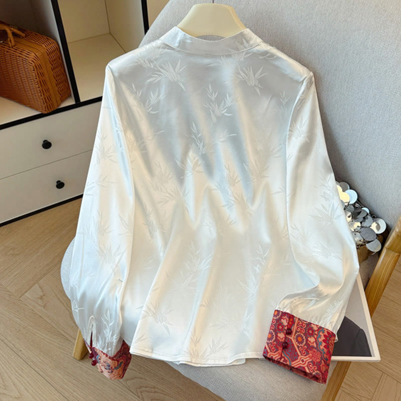 Gilet/chemise pour femme à motif jacquard de bambou, boutons grenouille et Buddha Stones - image 9