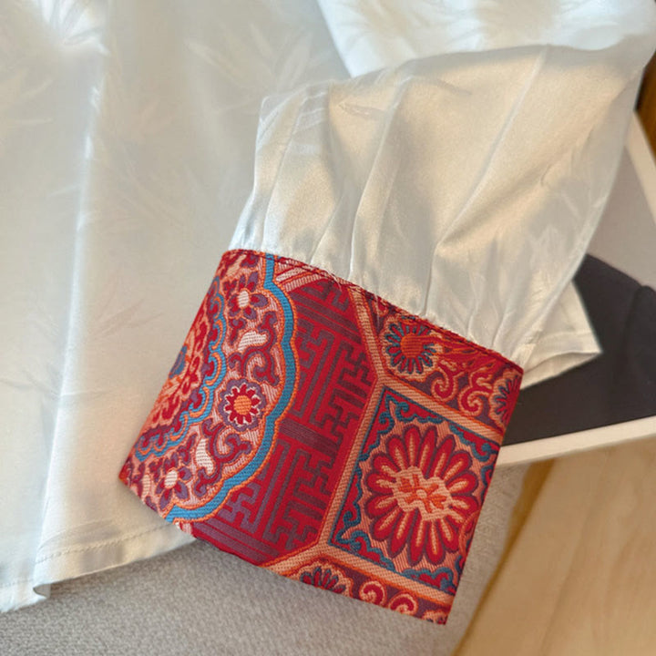 Gilet/chemise pour femme à motif jacquard de bambou, boutons grenouille et Buddha Stones - image 12