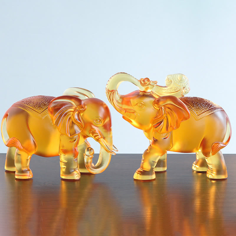 Buddha Stones en cristal Liuli jaune, trompe d'éléphant, design vertical, force, décoration intérieure - image 15