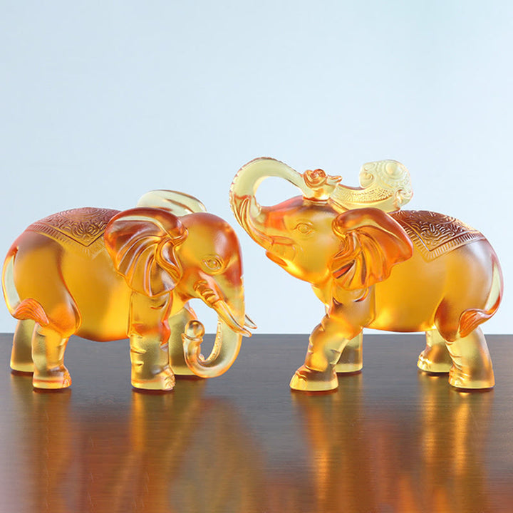 Buddha Stones en cristal Liuli jaune, trompe d'éléphant, design vertical, force, décoration intérieure - image 15