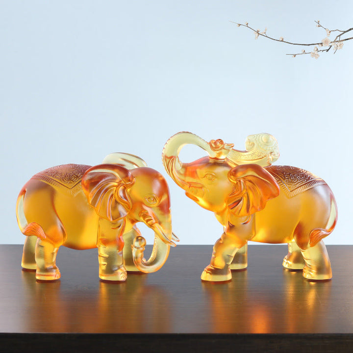 Buddha Stones en cristal Liuli jaune, trompe d'éléphant, design vertical, force, décoration intérieure - image 0