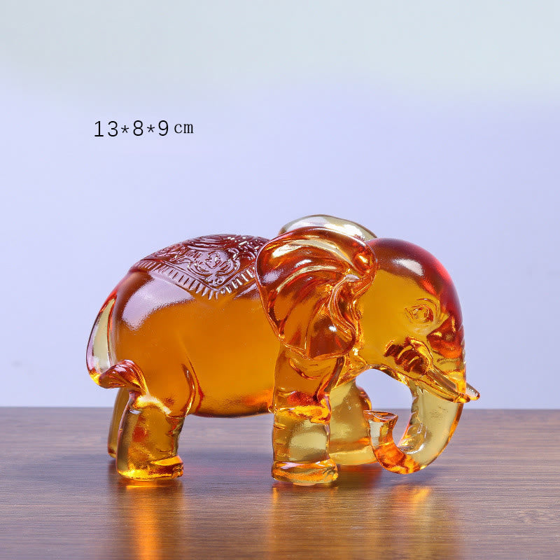 Buddha Stones en cristal Liuli jaune, trompe d'éléphant, design vertical, force, décoration intérieure - Petit éléphant (trompe vers le bas) 13*8*9 cm - image 3