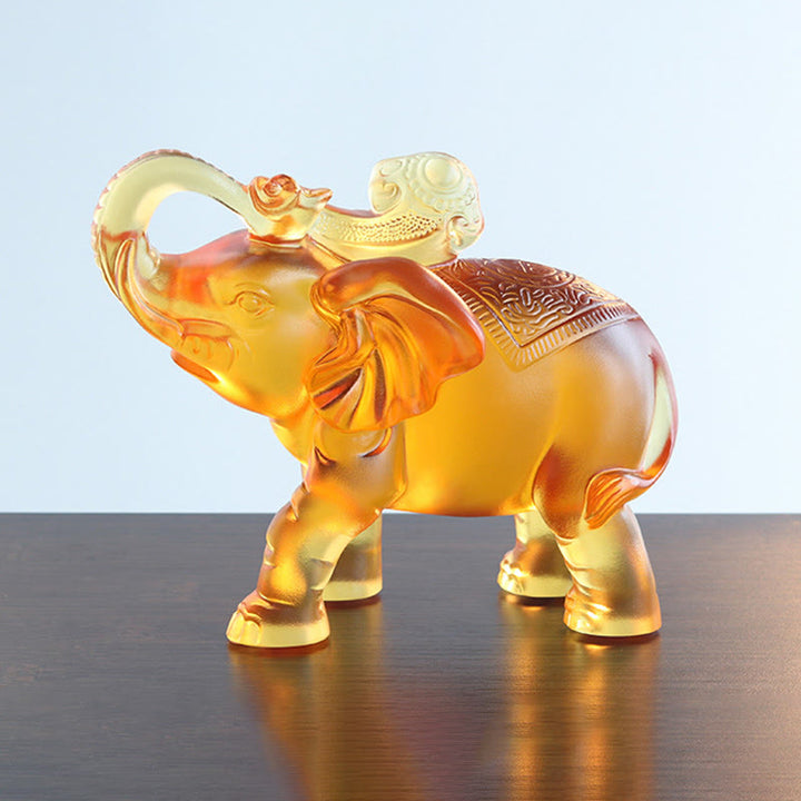 Buddha Stones en cristal Liuli jaune, trompe d'éléphant, design vertical, force, décoration intérieure - image 9