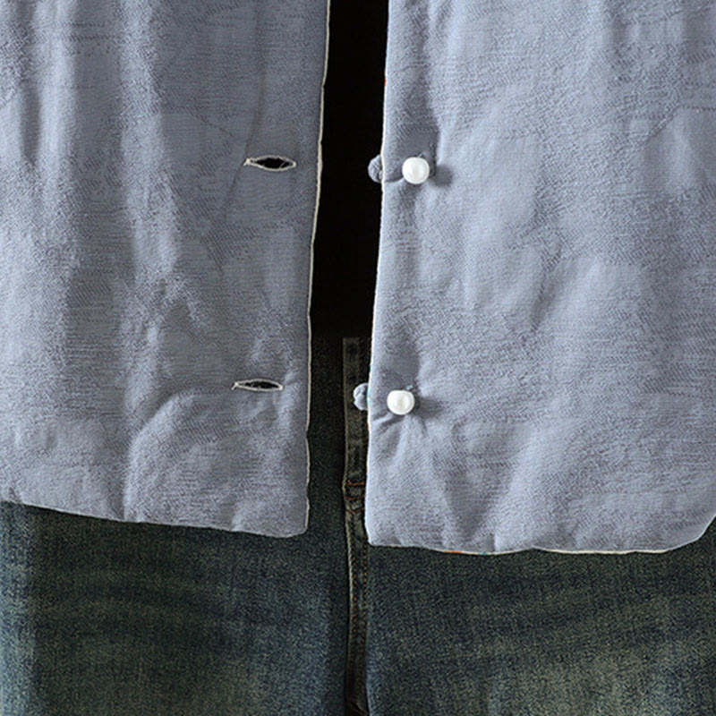 Veste épaisse en coton à manches longues pour femme, motif uni à boutons et Buddha Stones, avec poignets fleuris - image 6