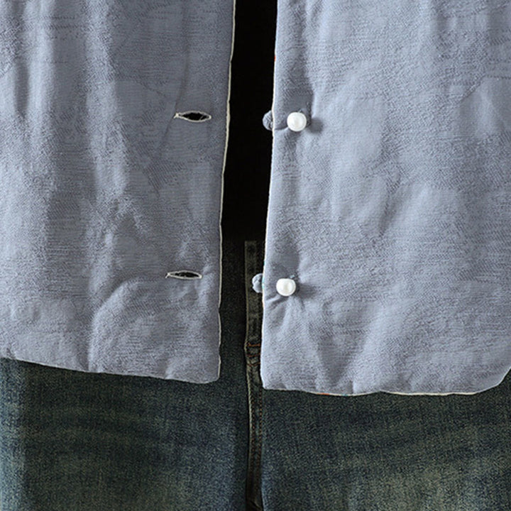 Veste épaisse en coton à manches longues pour femme, motif uni à boutons et Buddha Stones, avec poignets fleuris - image 6