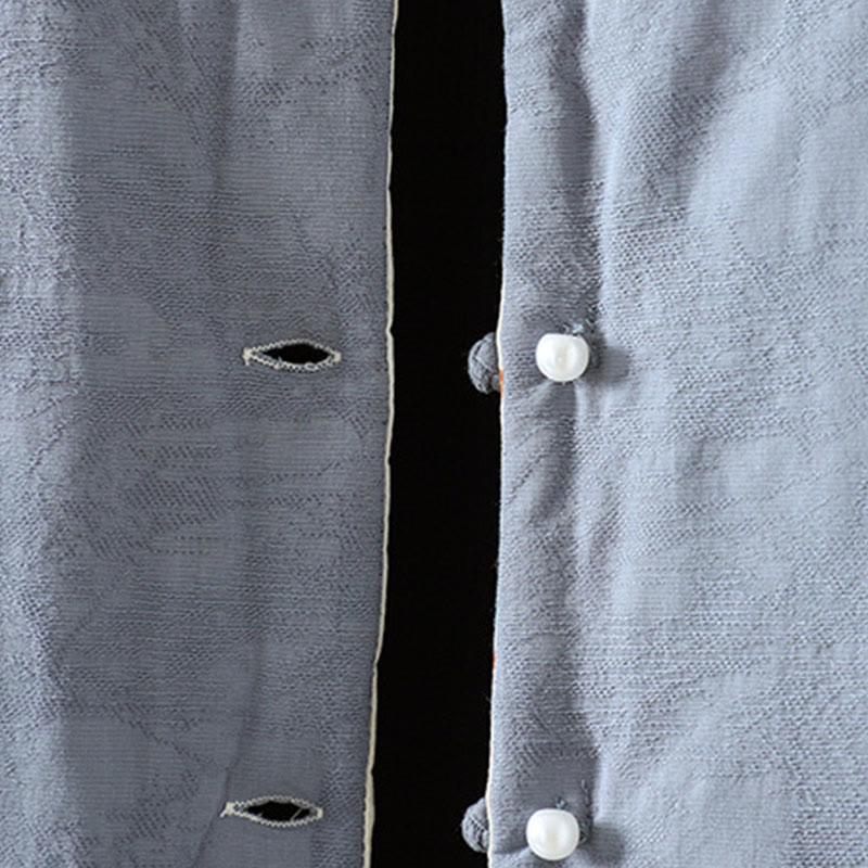 Veste épaisse en coton à manches longues pour femme, motif uni à boutons et Buddha Stones, avec poignets fleuris - image 4