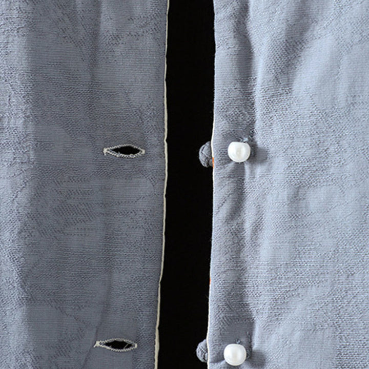 Veste épaisse en coton à manches longues pour femme, motif uni à boutons et Buddha Stones, avec poignets fleuris - image 4