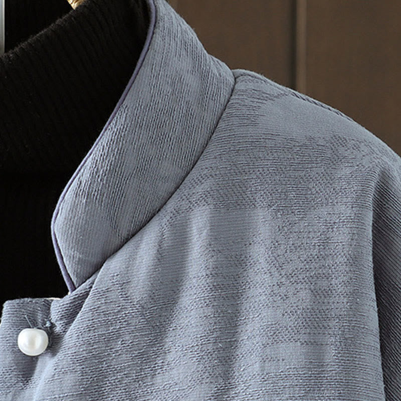 Veste épaisse en coton à manches longues pour femme, motif uni à boutons et Buddha Stones, avec poignets fleuris - image 3