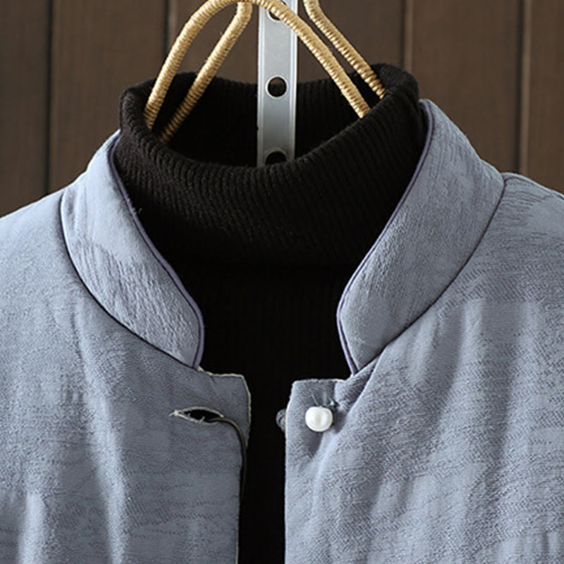 Veste épaisse en coton à manches longues pour femme, motif uni à boutons et Buddha Stones, avec poignets fleuris - image 2