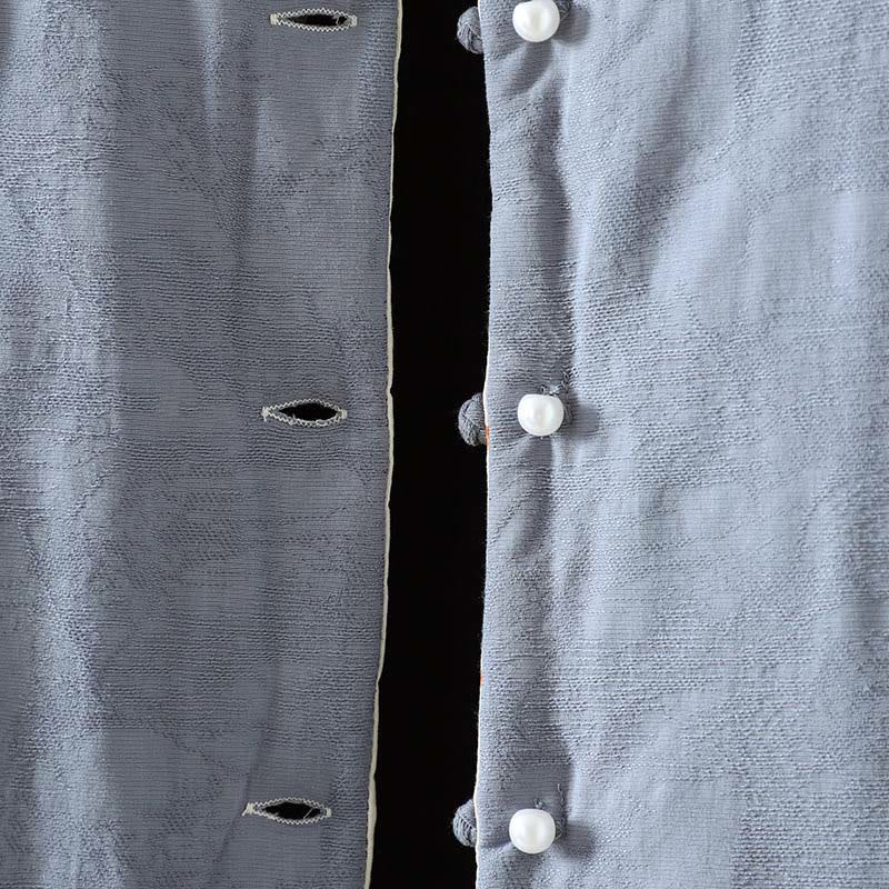 Veste épaisse en coton à manches longues pour femme, motif uni à boutons et Buddha Stones, avec poignets fleuris - image 5