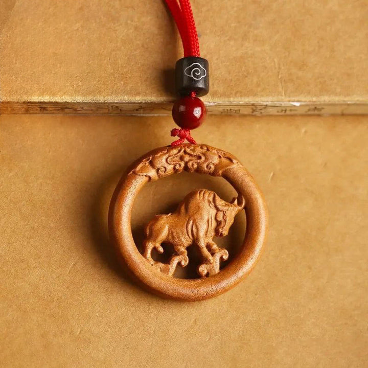 Pendentifs en Buddha Stones, bois de pêcher, signe du zodiaque chinois, année du Cheval, pour éloigner les mauvais esprits - Bois de pêcher - Corde rouge - image 16