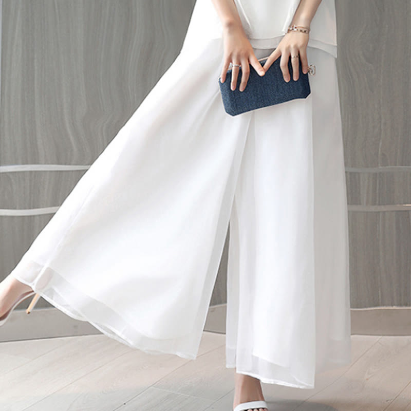 Robe midi de méditation pour femme, manches courtes, imprimé encre blanche, motif Buddha Stones - Pantalon blanc (pantalon seulement) - US8-10，UK/AU12-14，EU40-42 (2XL) - image 13