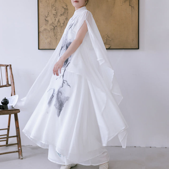 Robe midi de méditation pour femme, manches courtes, imprimé encre blanche, motif Buddha Stones - Pantalon Dress&Ink - US8-10，UK/AU12-14，EU40-42 (2XL) - image 0