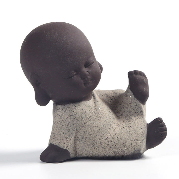 Buddha Stones, motif du Bouddha Tathagata, argile violette, décoration de bureau sérénité - Bouddha gris 3*4*6,5 cm - image 8