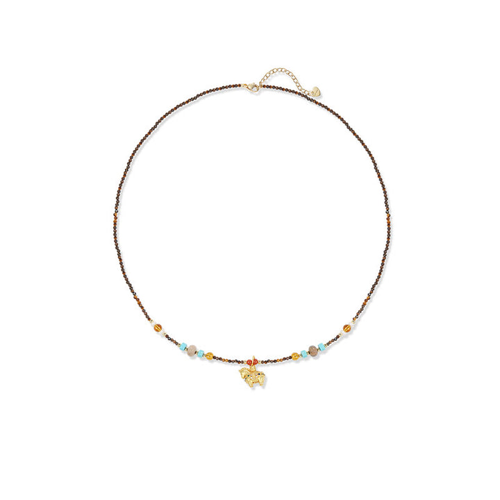 Collier pendentif œil de tigre en Buddha Stones, protection année dorée du Cheval - image 6