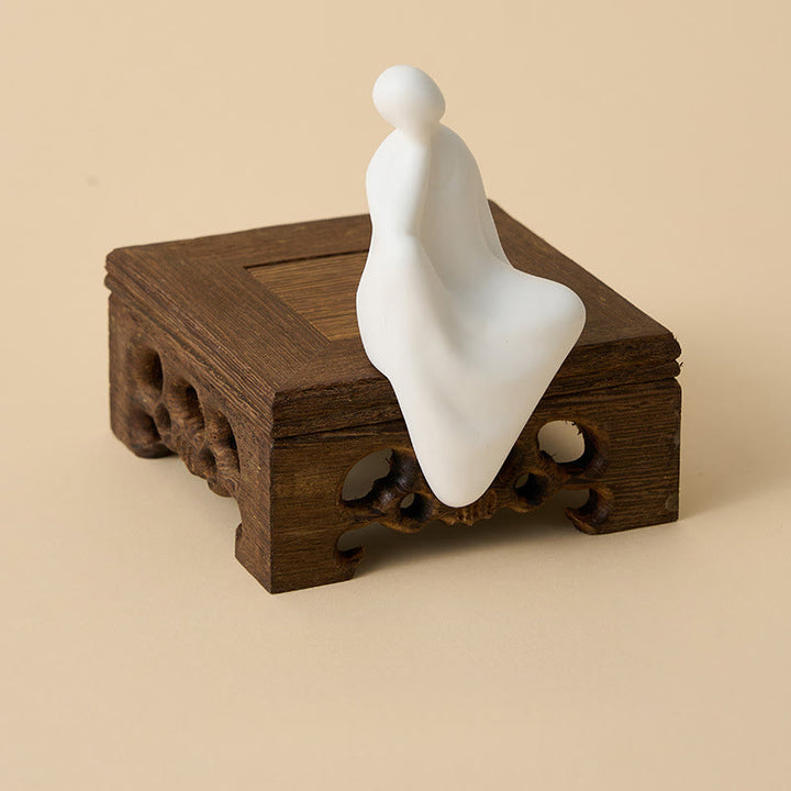 Buddha Stones, Bouddha informe en céramique, Bureau en bois de wengé, Décoration sérénité - image 4