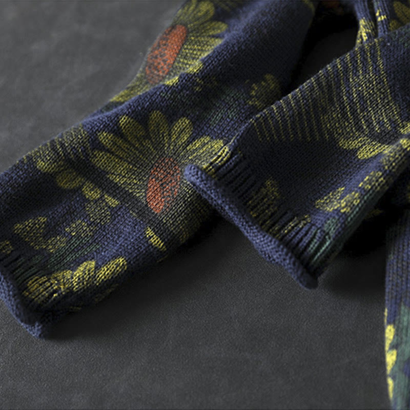 Pull en coton à manches longues et col montant, motif tournesol et Buddha Stones - image 9