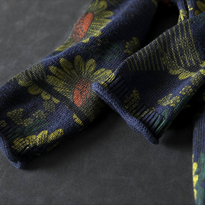 Pull en coton à manches longues et col montant, motif tournesol et Buddha Stones - image 9