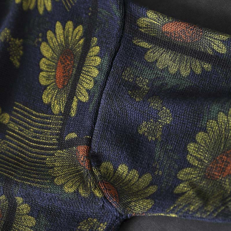 Pull en coton à manches longues et col montant, motif tournesol et Buddha Stones - image 8