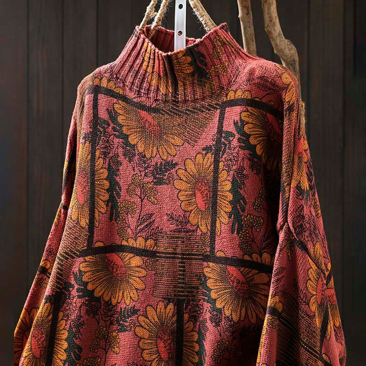 Pull en coton à manches longues et col montant, motif tournesol et Buddha Stones - image 14