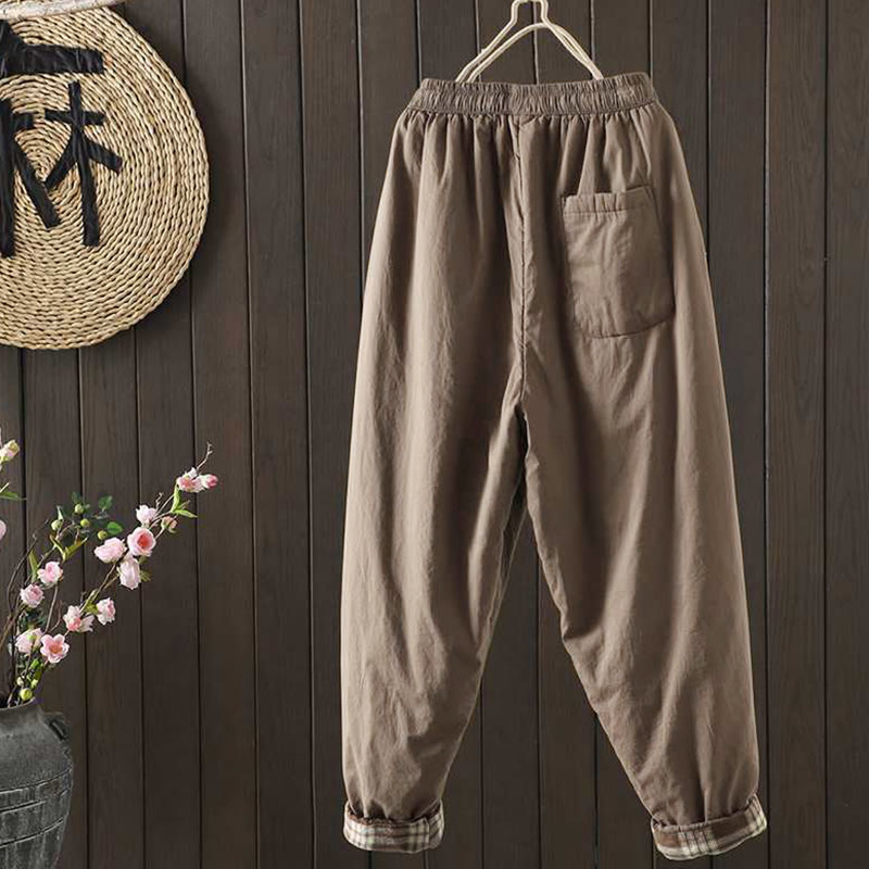 Pantalon harem thermique d'hiver pour femme Buddha Stones, doublé polaire et à cordon de serrage, avec poches - image 2