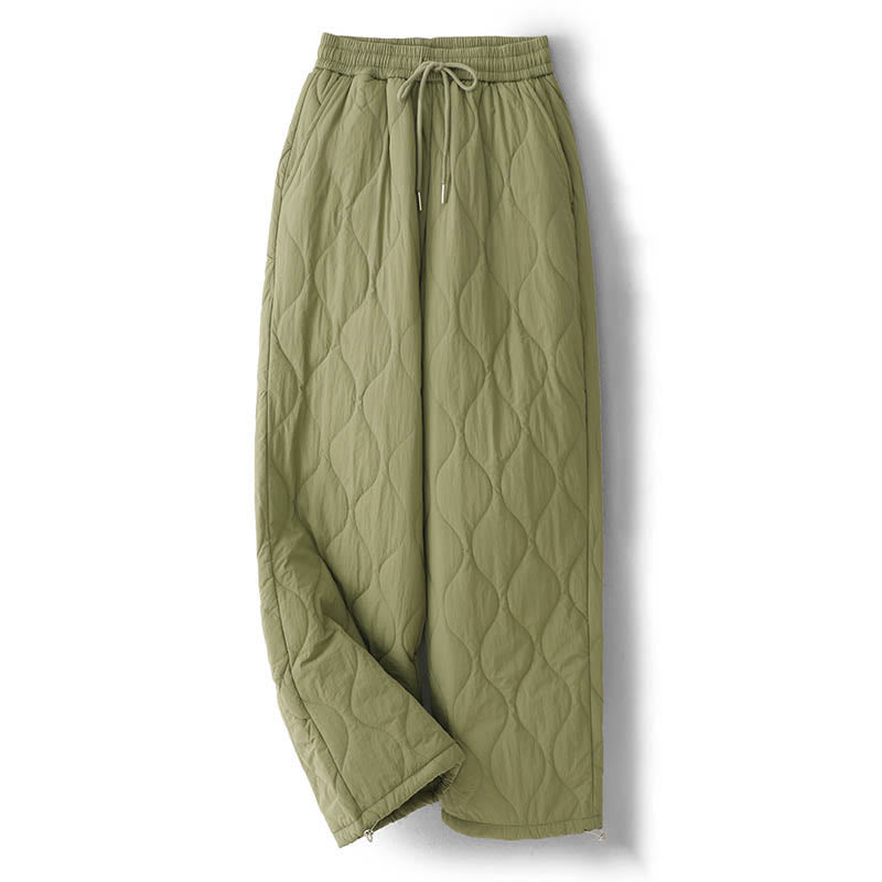 Pantalon thermique épais à poches, ourlet élastique uni, cordon de serrage, motif Buddha Stones pour femme - Vert olive - US8-10，UK/AU12-14，EU40-42 (2XL) - image 10