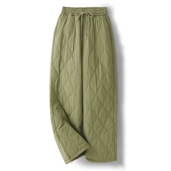 Pantalon thermique épais à poches, ourlet élastique uni, cordon de serrage, motif Buddha Stones pour femme - Vert olive - US8-10，UK/AU12-14，EU40-42 (2XL) - image 10